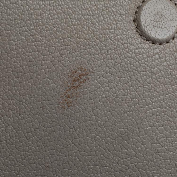 Pre Owned Miu Miu Two Tone Beige Leather Madras Top Handle Bag
