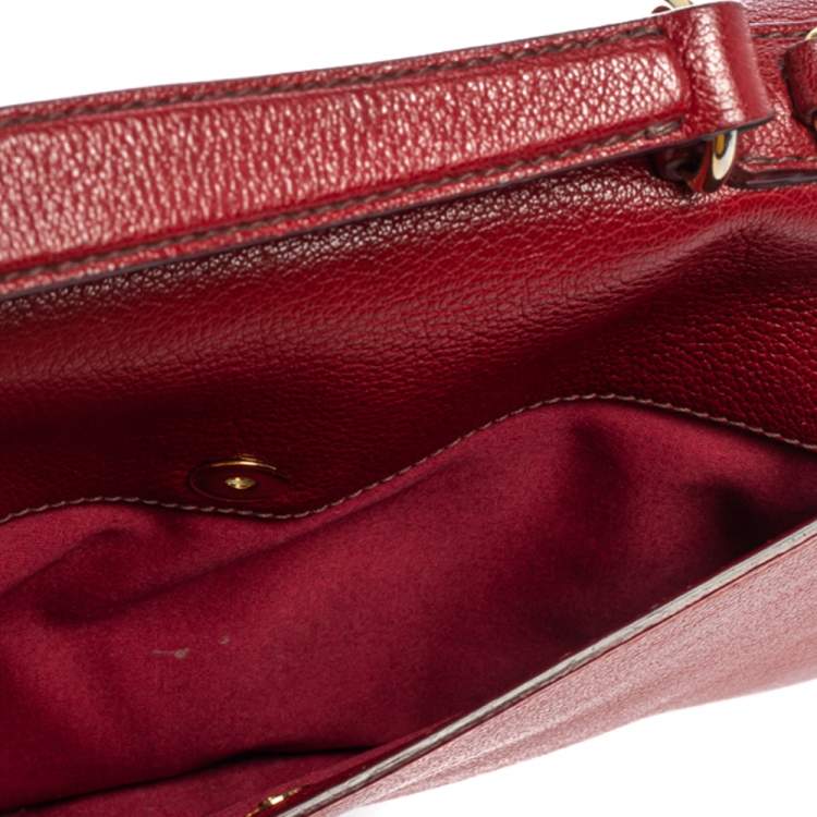 Pre Owned Miu Miu Orange/Red Madras Leather Push Lock Flap Top Handle Bag