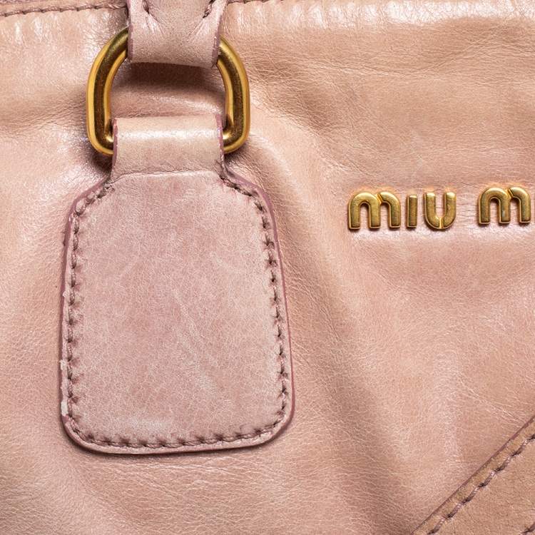 Pre Owned Miu Miu Old Rose Vitello Leather Satchel