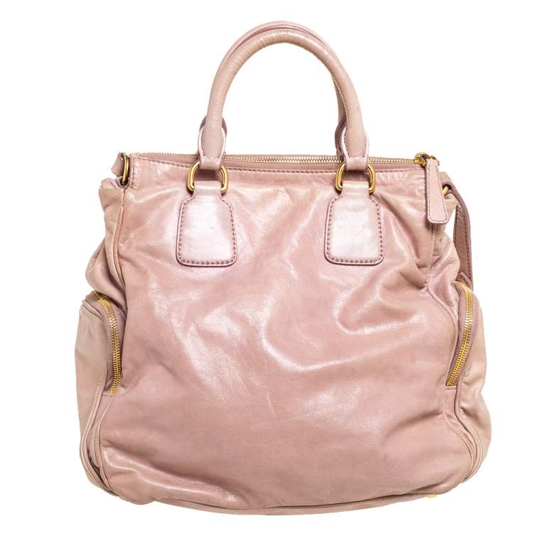 Pre Owned Miu Miu Old Rose Vitello Leather Satchel