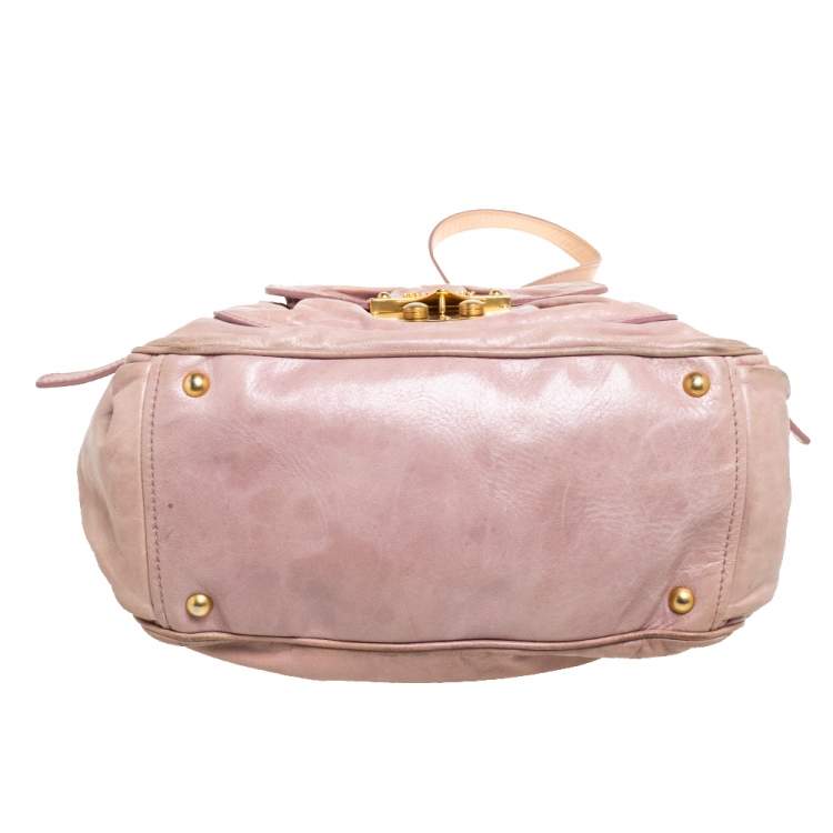 Pre Owned Miu Miu Old Rose Vitello Leather Satchel