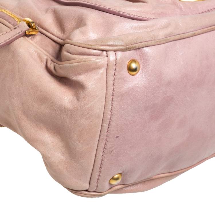 Pre Owned Miu Miu Old Rose Vitello Leather Satchel