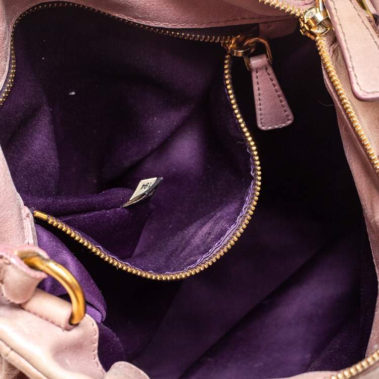 Pre Owned Miu Miu Old Rose Vitello Leather Satchel