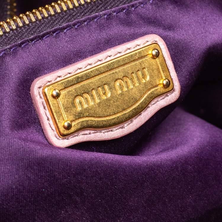 Pre Owned Miu Miu Old Rose Vitello Leather Satchel