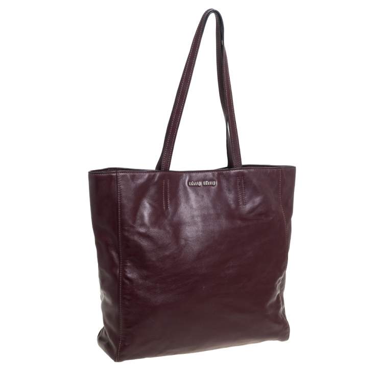 Pre Owned Miu Miu Burgundy Leather Shopper Tote