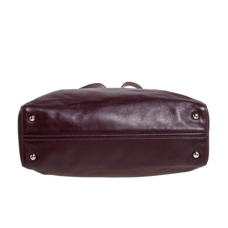 Pre Owned Miu Miu Burgundy Leather Shopper Tote