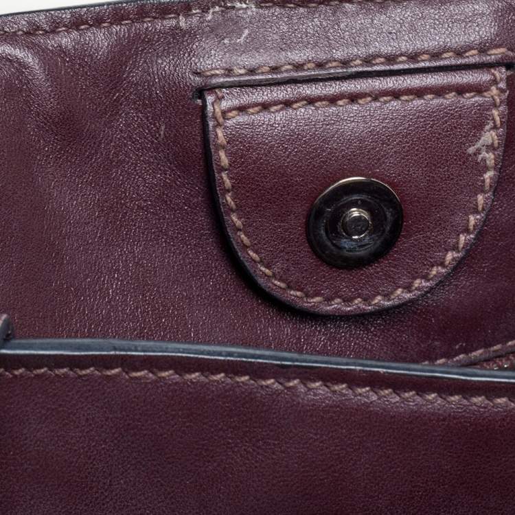 Pre Owned Miu Miu Burgundy Leather Shopper Tote