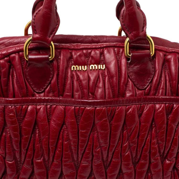 Miu Miu Red Matelasee Leather Turnlock Shoulder Bag