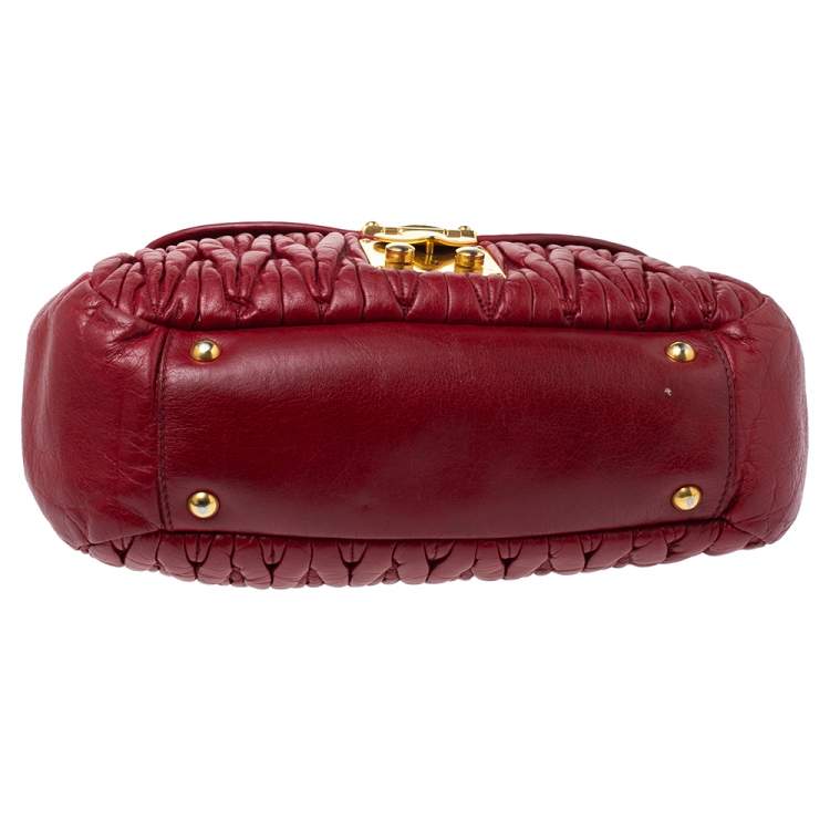 Miu Miu Red Matelasee Leather Turnlock Shoulder Bag