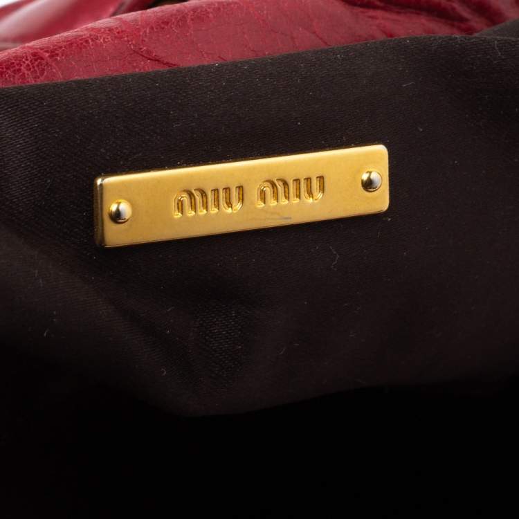 Miu Miu Red Matelasee Leather Turnlock Shoulder Bag