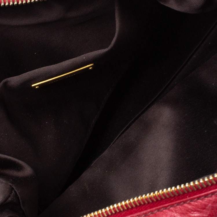 Miu Miu Red Matelasee Leather Turnlock Shoulder Bag