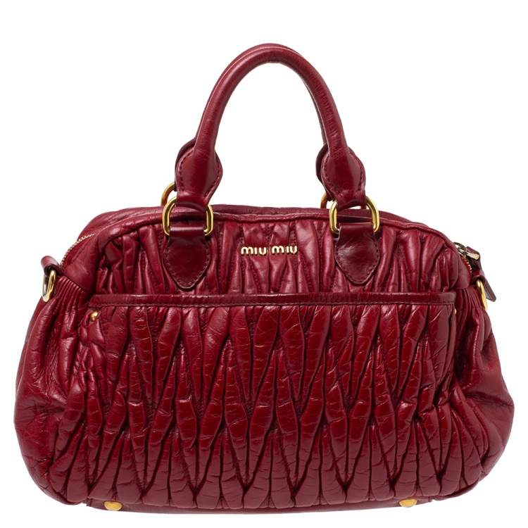Miu Miu Red Matelasee Leather Turnlock Shoulder Bag