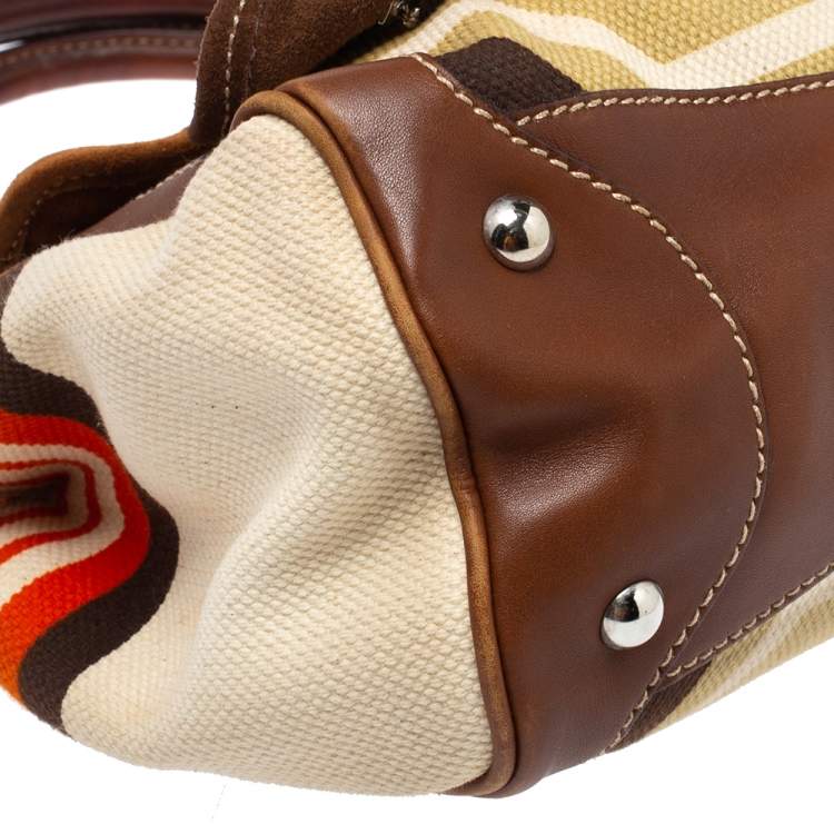 Pre Owned Miu Miu Multicolor Canvas and Leather Patchwork Tote