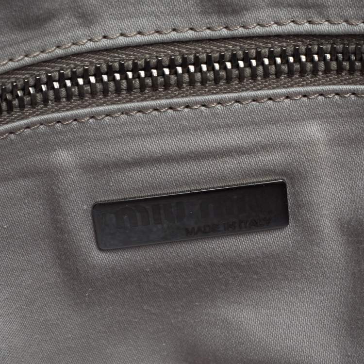 Pre Owned Miu Miu Silver/Cream Leather and Python Zip Satchel