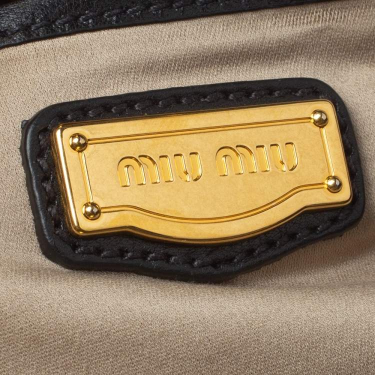 Pre Owned Miu Miu Tri Color Canvas,Leather and Ostrich Turn Lock Top Handle Bag