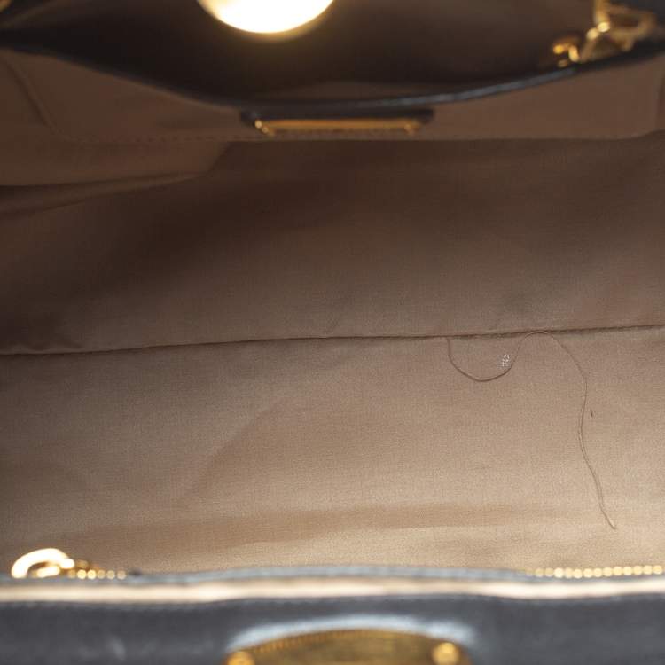 Pre Owned Miu Miu Tri Color Canvas,Leather and Ostrich Turn Lock Top Handle Bag