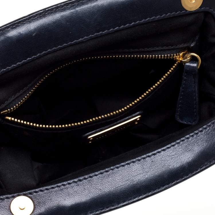 Pre Owned Miu Miu Navy Blue Velvet Crystal Embellished Clutch