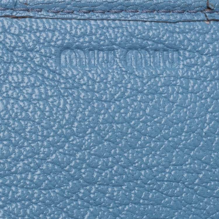 Pre Owned Miu Miu Bi Color Madras Leather Flap Wallet on Chain