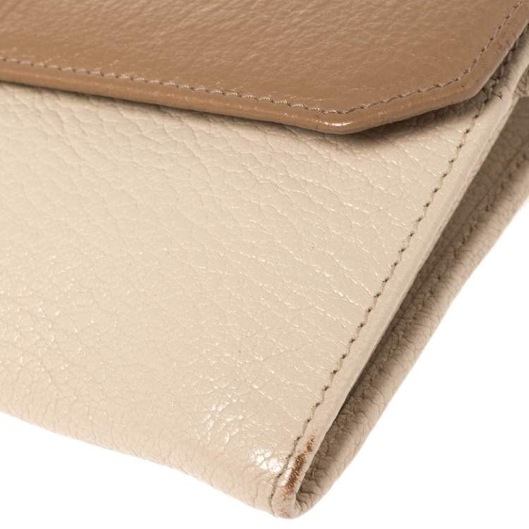 Pre Owned Miu Miu Cream/Beige Leather Wallet On Chain