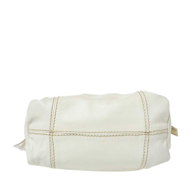 Pre Owned Miu Miu Off White Leather Zip Pouch