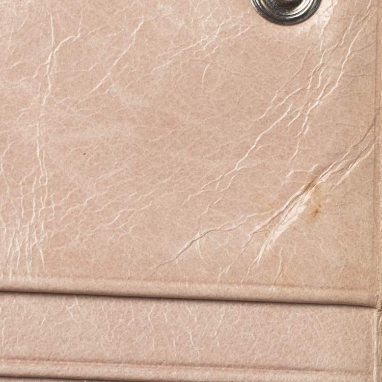Pre Owned Miu Miu Beige Matelassé Leather Continental Wallet
