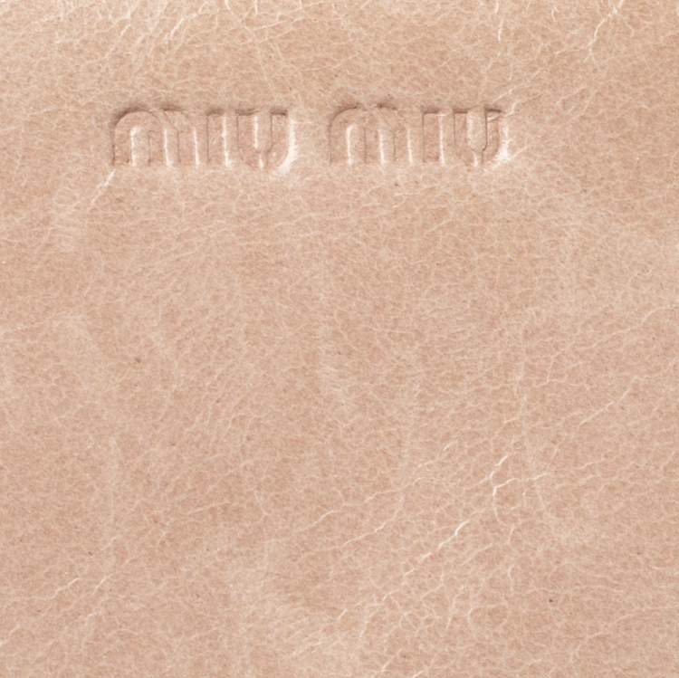 Pre Owned Miu Miu Beige Matelassé Leather Continental Wallet