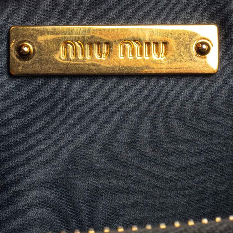 Pre Owned Miu Miu Blue Quilted Leather Zip Chain Clutch