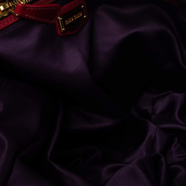Pre Owned Miu Miu Red Leather Gathered Hobo