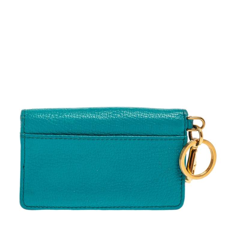 Pre Owned  Miu Miu Turquoise Leather Madras Card Case