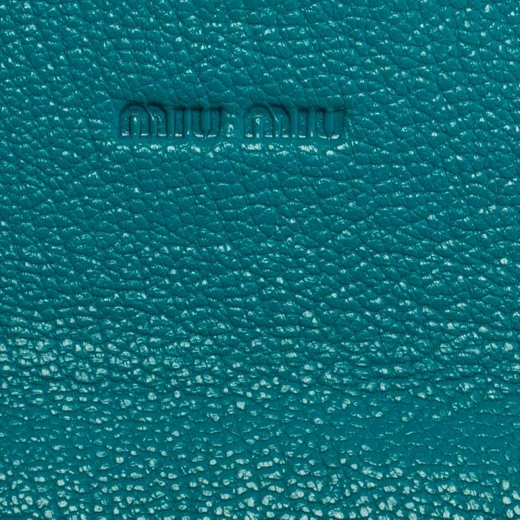 Pre Owned  Miu Miu Turquoise Leather Madras Card Case