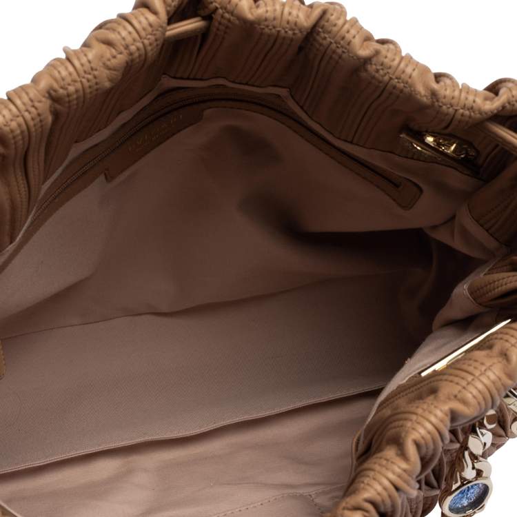 Pre Owned Bvlgari Beige Quilted Leather Monette Tote