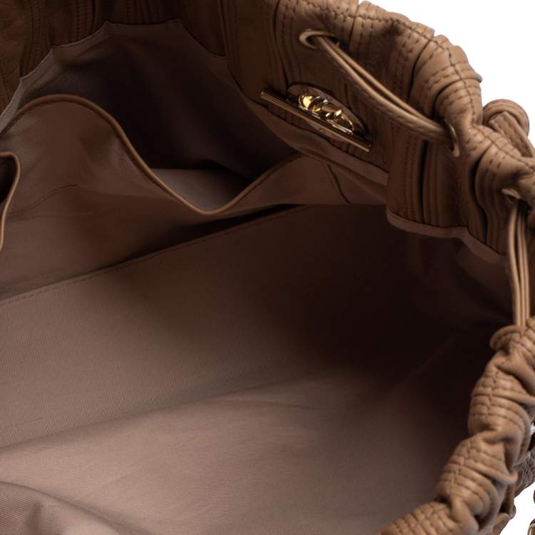 Pre Owned Bvlgari Beige Quilted Leather Monette Tote