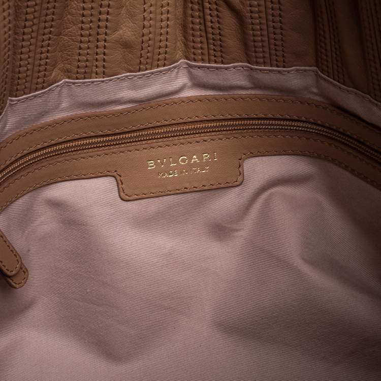 Pre Owned Bvlgari Beige Quilted Leather Monette Tote