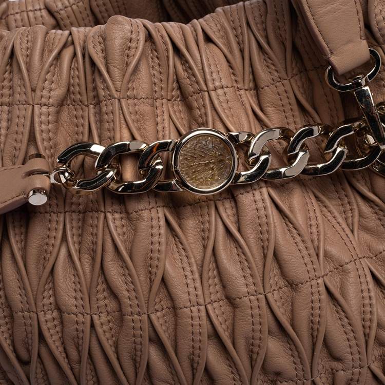 Pre Owned Bvlgari Beige Quilted Leather Monette Tote