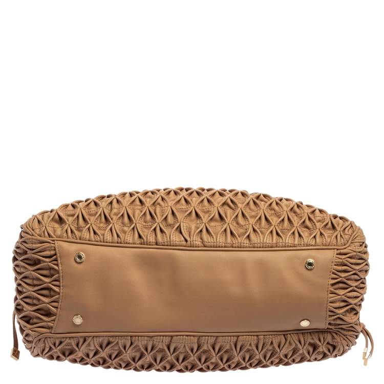 Pre Owned Bvlgari Beige Quilted Leather Monette Tote