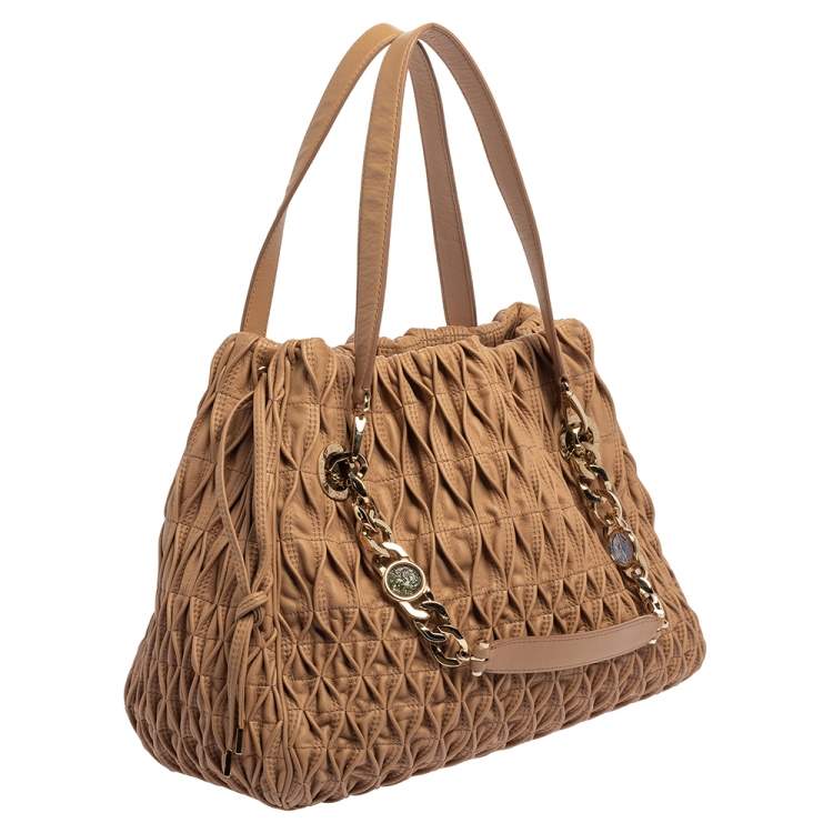 Pre Owned Bvlgari Beige Quilted Leather Monette Tote