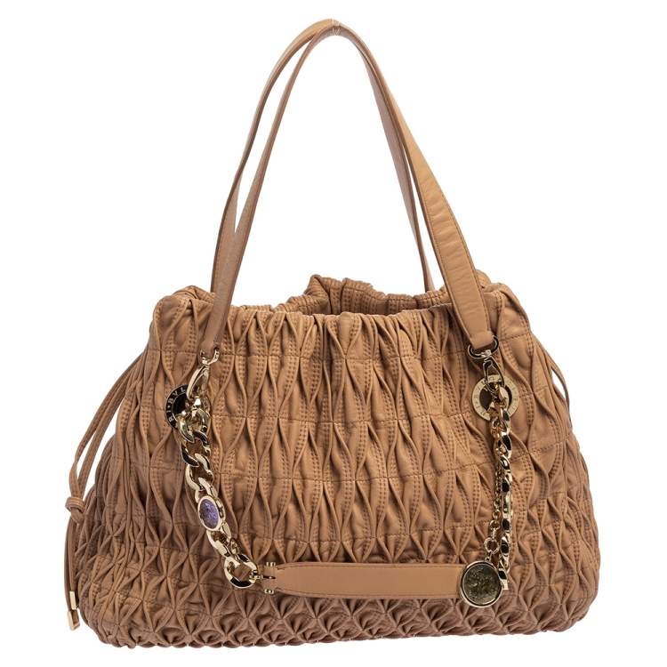 Pre Owned Bvlgari Beige Quilted Leather Monette Tote