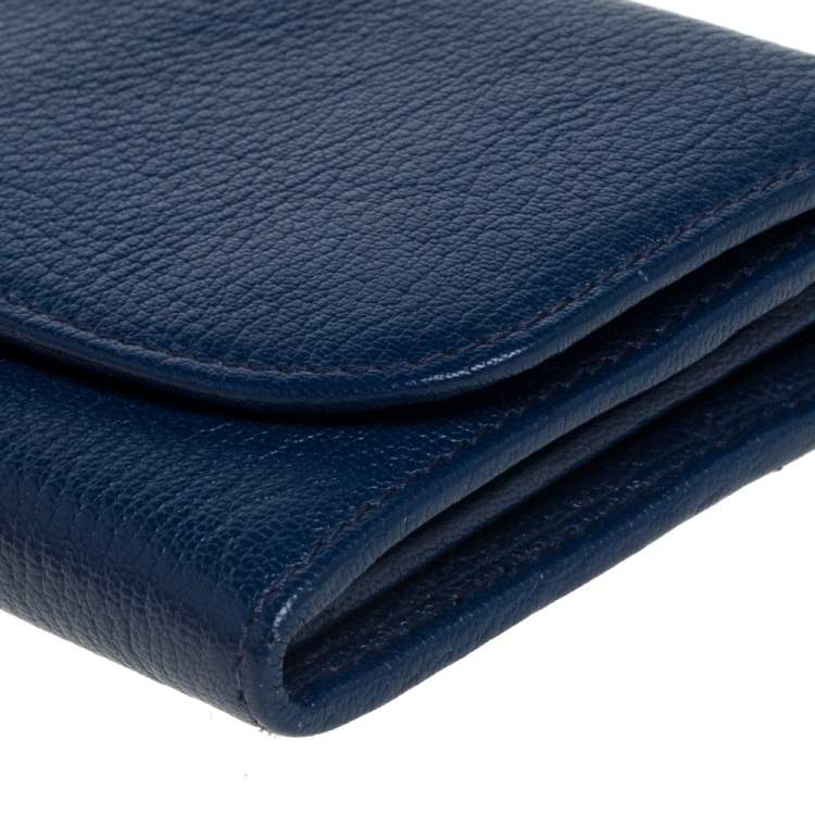 Pre Owned Miu Miu Blue Madras Leather Continental Wallet
