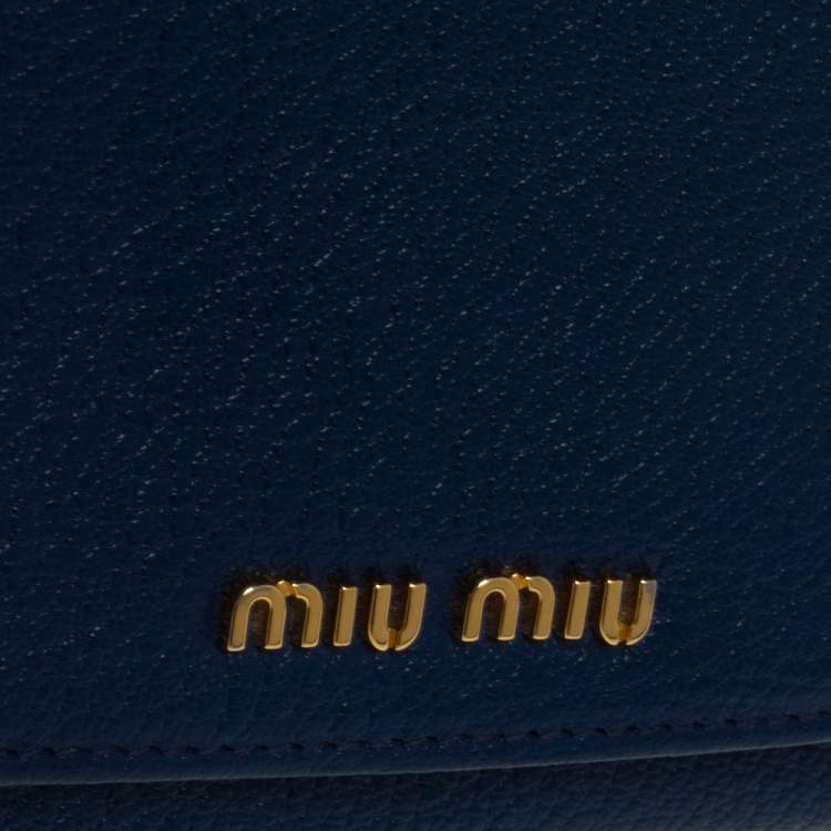 Pre Owned Miu Miu Blue Madras Leather Continental Wallet