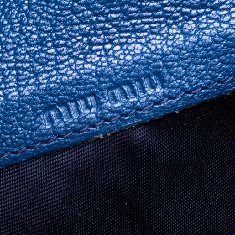 Pre Owned Miu Miu Blue Madras Leather Continental Wallet