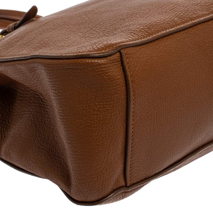 Pre Owned Miu Miu Brown Madras Leather Shopping Tote