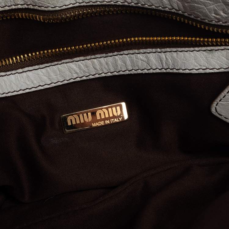 Pre Owned Miu Miu Off White Leather Flap Satchel 