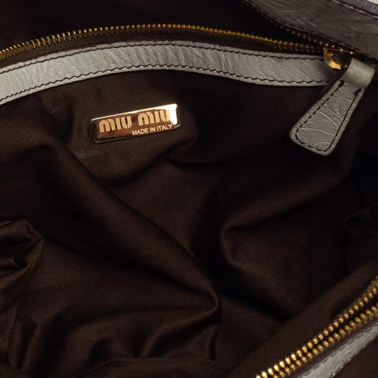 Pre Owned Miu Miu Off White Leather Flap Satchel 