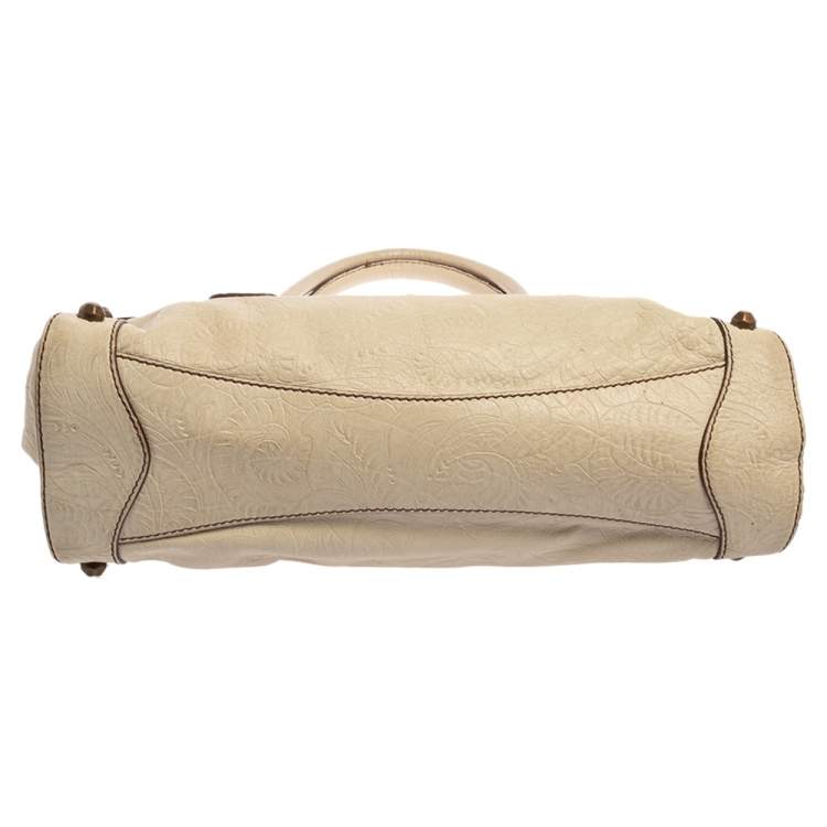 Pre Owned Miu Miu Off White Leather Flap Satchel 