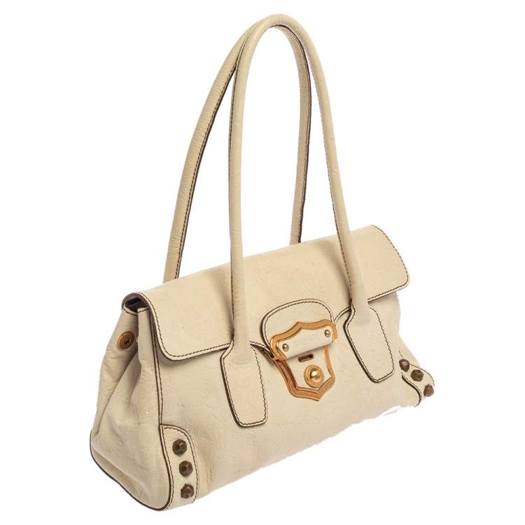 Pre Owned Miu Miu Off White Leather Flap Satchel 