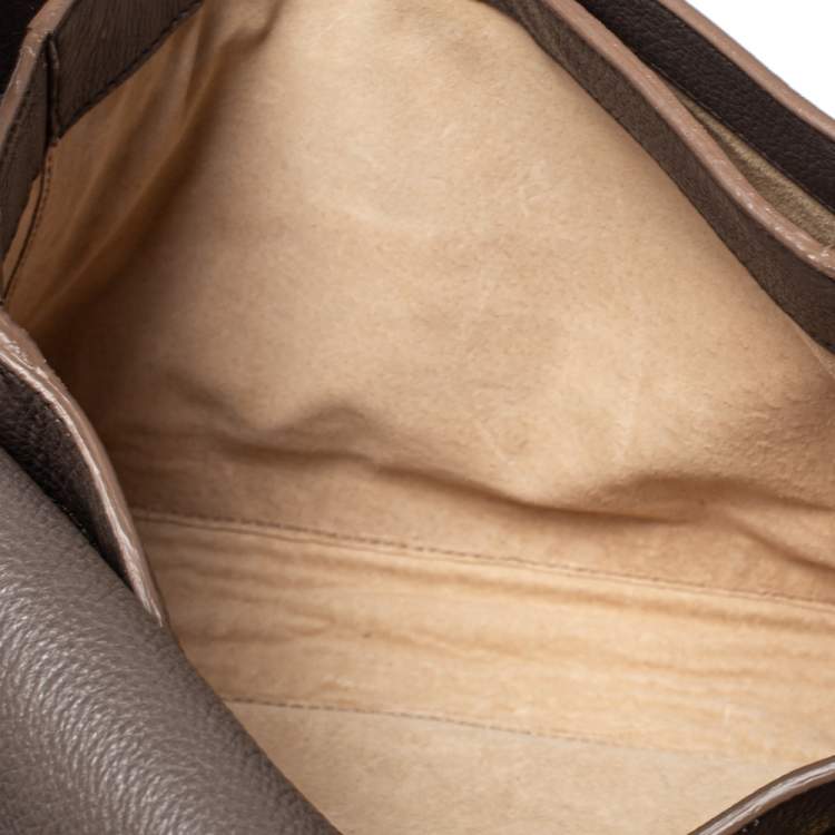 Pre Owned Miu Miu Grey Leather East West Pattina Messenger Bag