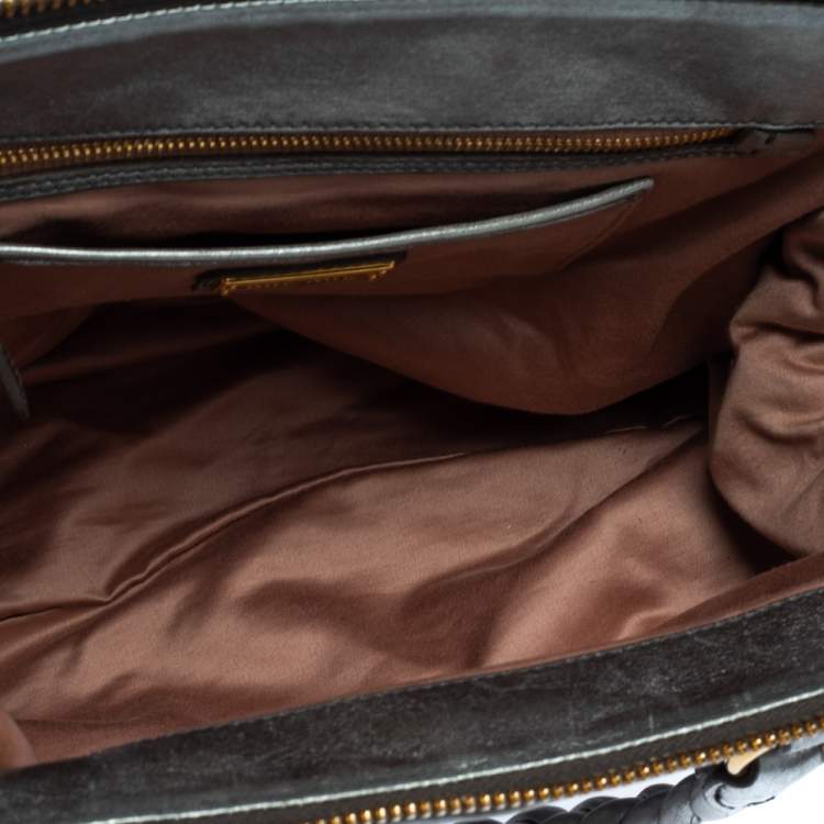 Pre Owned Miu Miu Metallic Grey Matelasse Leather Special Edition 08/08 Frame Satchel