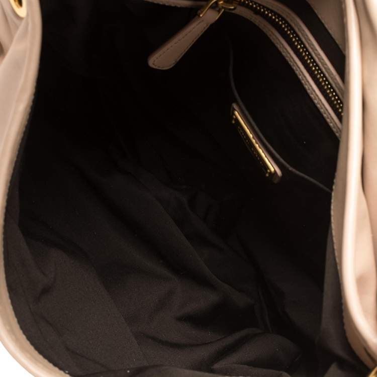 Pre Owned Miu Miu Powder Pink Matelassé Leather Coffer Hobo