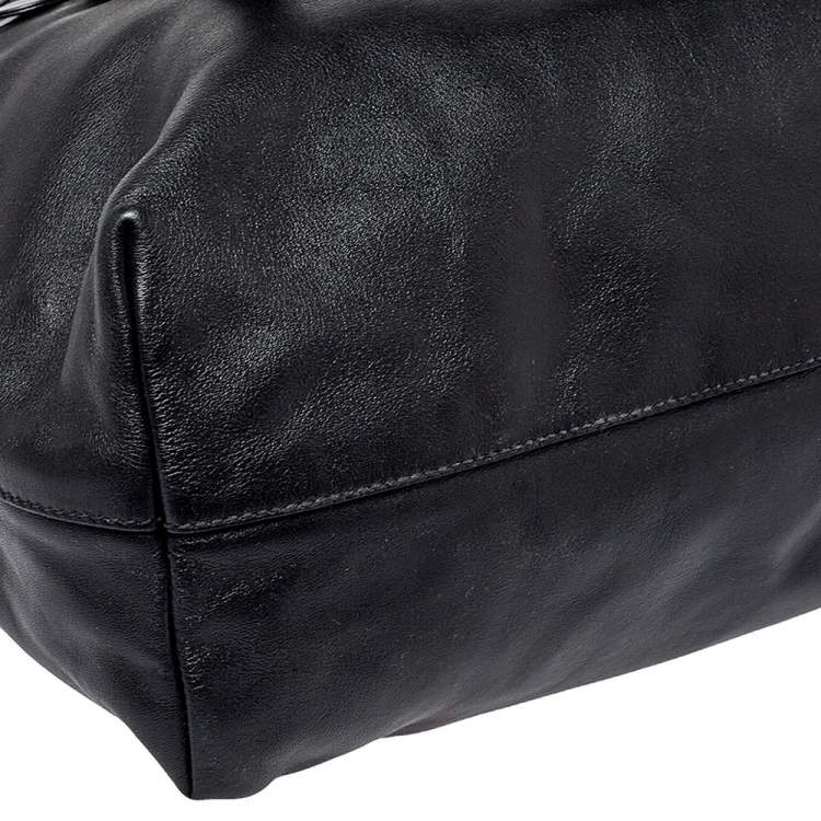 Pre Owned Miu Miu Blue/Black Vitello Soft Leather Shopper Tote