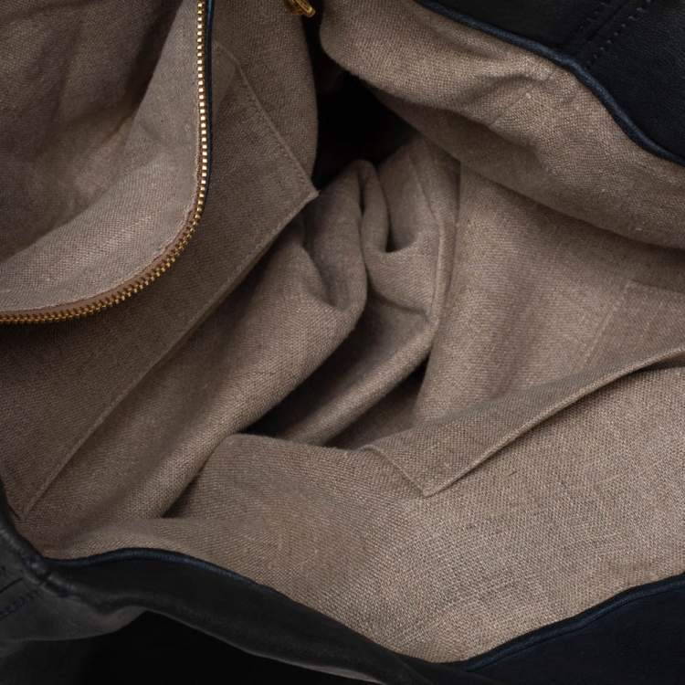 Pre Owned Miu Miu Dark Grey Leather Shopper Tote